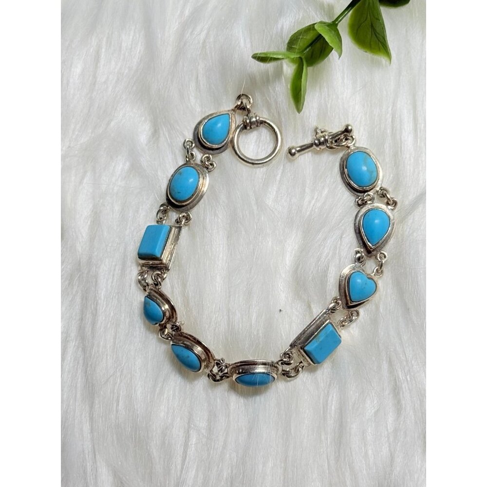 Silver 925 Turquoise Toggle Bracelet - image 5